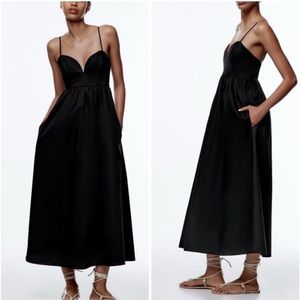Zara Cotton Poplin Bustier Dress